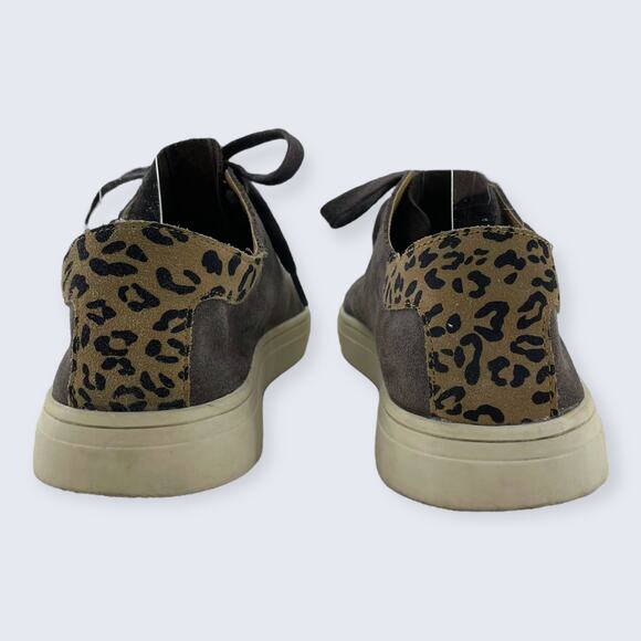 Lucky Brand Loucia Gray Suede Leopard White Sole Lace Up Sneaker 7.5 - Picture 4 of 10